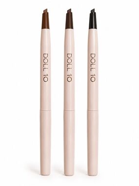 DOLL 10 Retractable Brow Pencil Trio - Neutral Brown Shades NEW